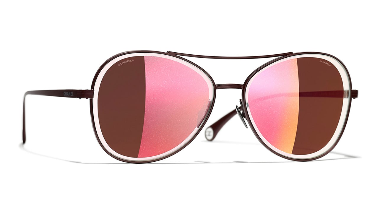 Chanel 4260 C476/EB Red Glitter Pilot Sunglasses