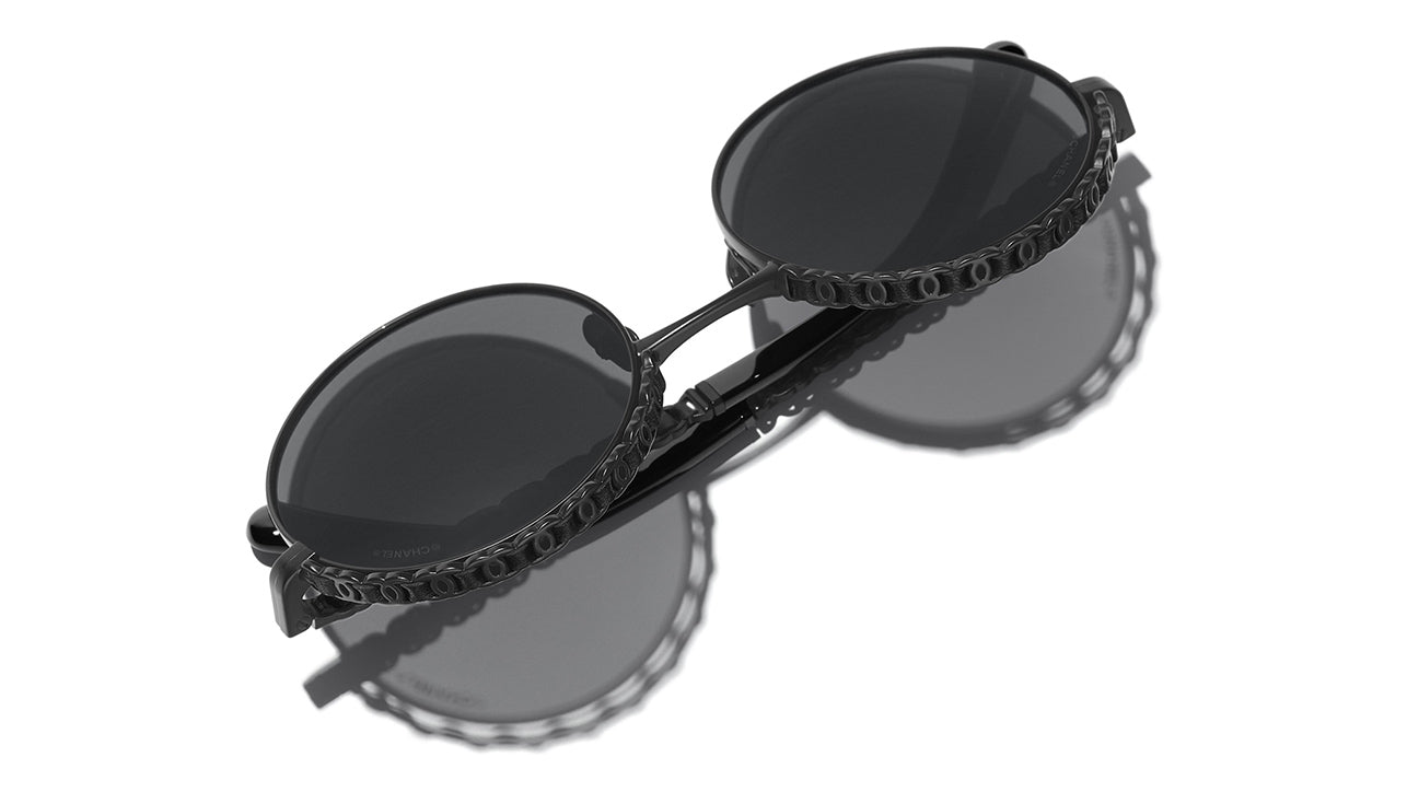 Chanel 4265 C101/S4 Black Round Polarised Sunglasses | PRETAVOIR - US