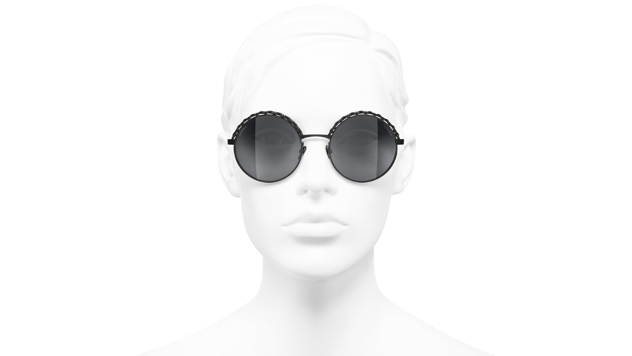 Chanel 4265 C101/S4 Black Round Polarised Sunglasses | PRETAVOIR - US