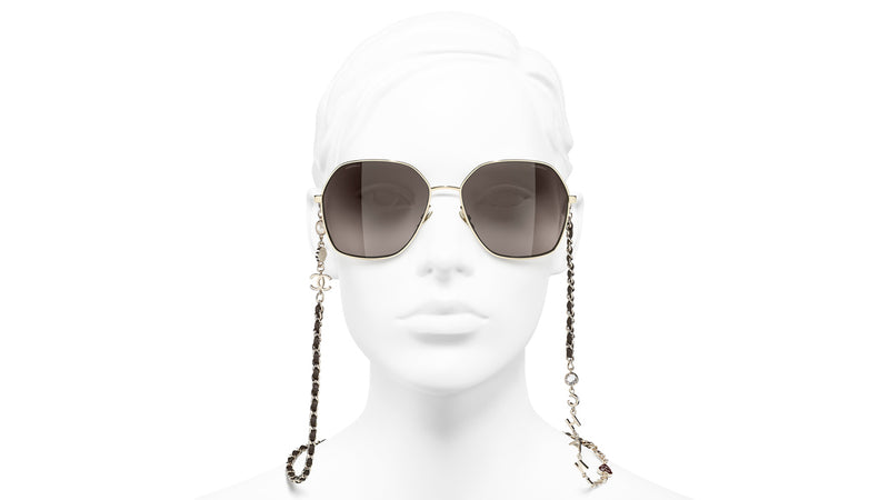 CHANEL Sunglasses Cat Eye Brown Gradient Lens Rimless Gold Metal Titanium  4273T at 1stDibs