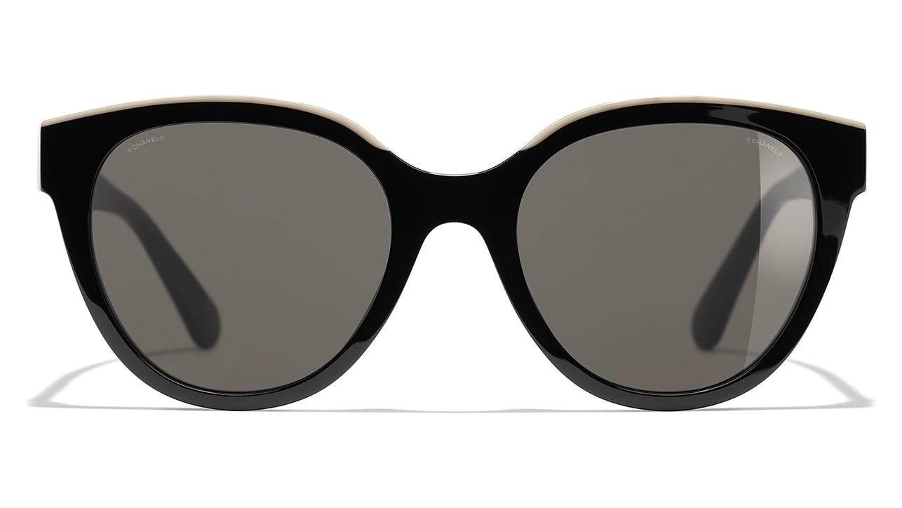 Chanel Black/Beige Plastic Wayfarer Frame Sunglasses - 5414