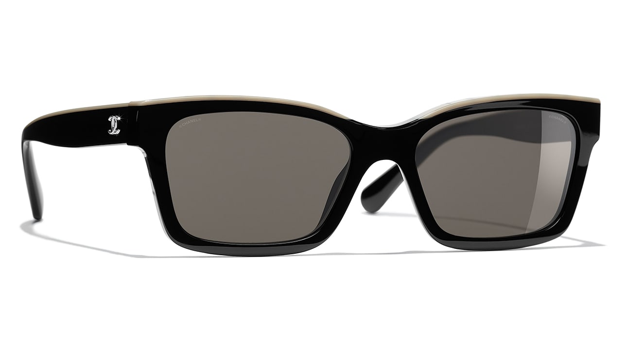 Chanel 5417 C534/3 Black & Beige Square Sunglasses