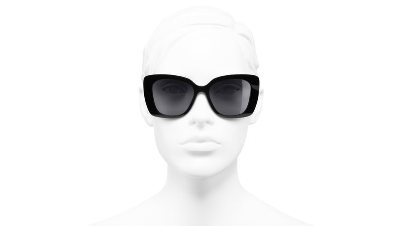 CHANEL Acetate Strass Polarized Square Sunglasses 5422-B-A Black 1250727