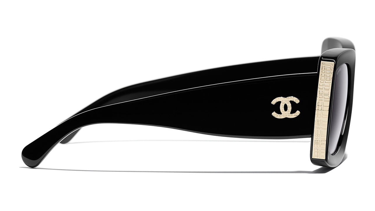 Chanel 5435 C622/S6 Black & Gold Rectangle Sunglasses | PRETAVOIR - US