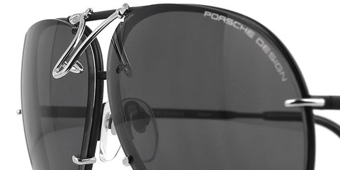 Porsche Design 8478 J Black/Silver Frame - Grey Polar + Silver Lenses - As Seen On Kris Jenner