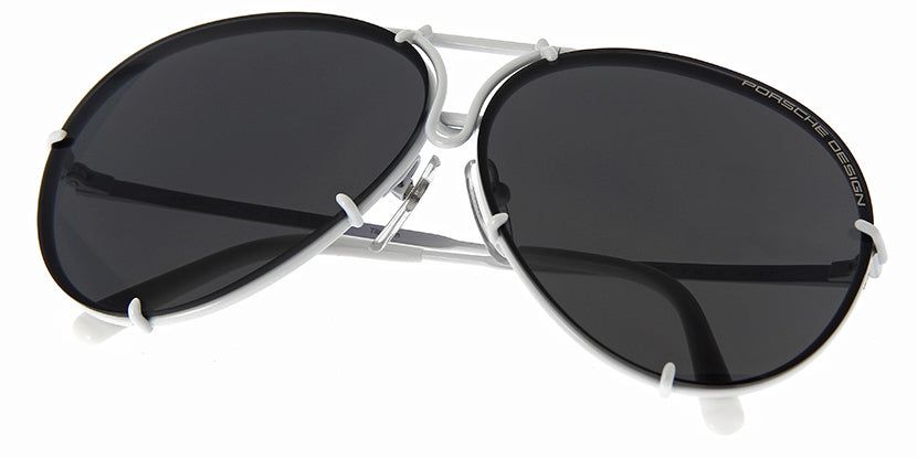 Porsche Design 8478 P White Frame - Dk Grey + Silver Lenses - As Seen On Kylie Jenner & Khloe Kardashian
