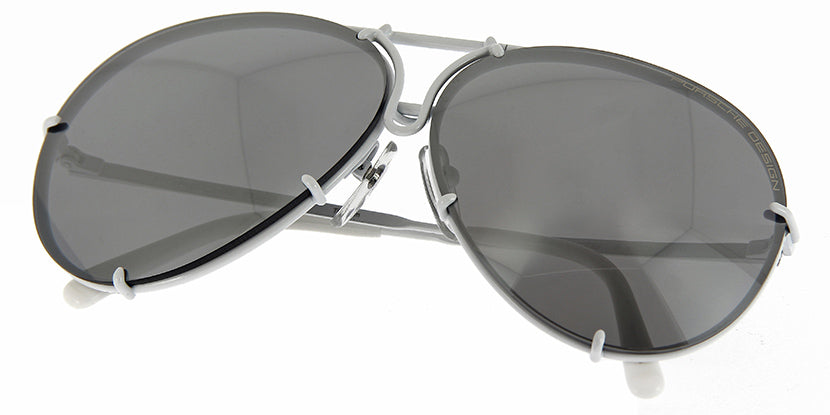 Porsche Design 8478 P White Frame - Dk Grey + Silver Lenses - As Seen On Kylie Jenner & Khloe Kardashian