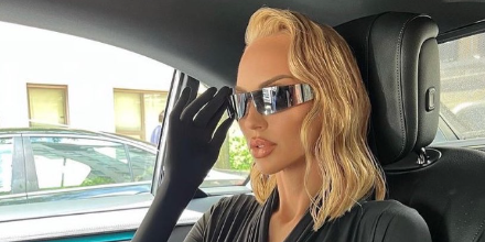 Christine Quinn Balenciaga BB0041S 002 Mono Rectangle Sunglasses