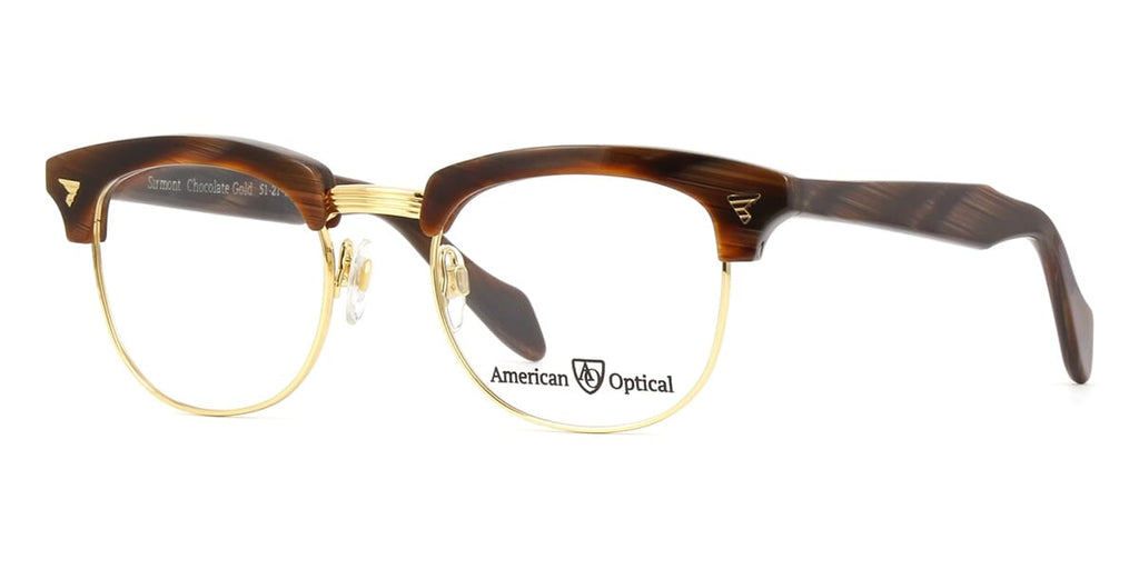 American Optical Sirmont C2 ST FO Chocolate Gold Glasses
