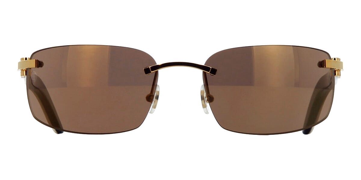 Cartier White Horn Sunglasses, Buffs, with Gold Detail & Gradient Brown  Lens CT0046O-001