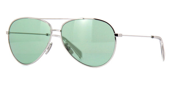 CELINE CL40062U 16N Aviator Silver Sunglasses With Green Glitter 