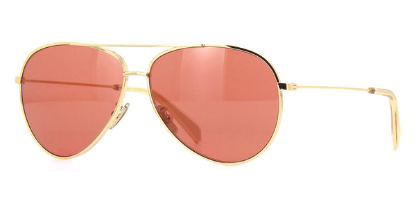 CELINE CL40062U 30S Gold Metal Aviator Sunglasses With Red 