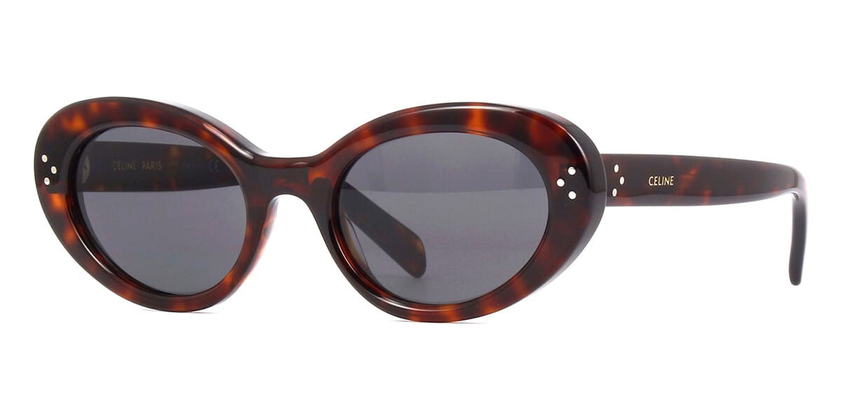 CELINE CL40193I 52A Dark Havana Oval Sunglasses With Grey Lenses - US
