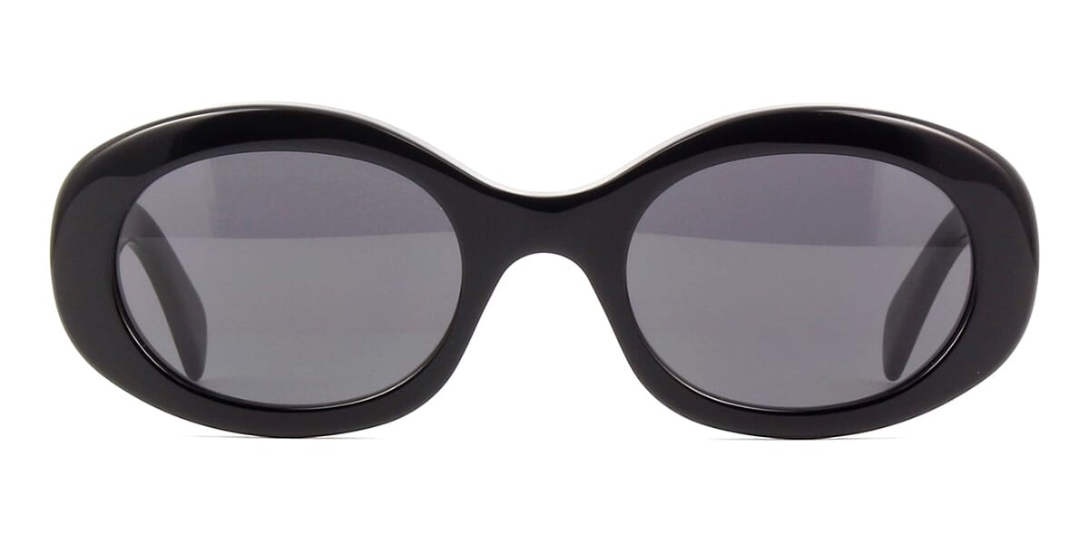 CELINE CL40194U 01A Shiny Black Oval Sunglasses With Grey Lenses - US