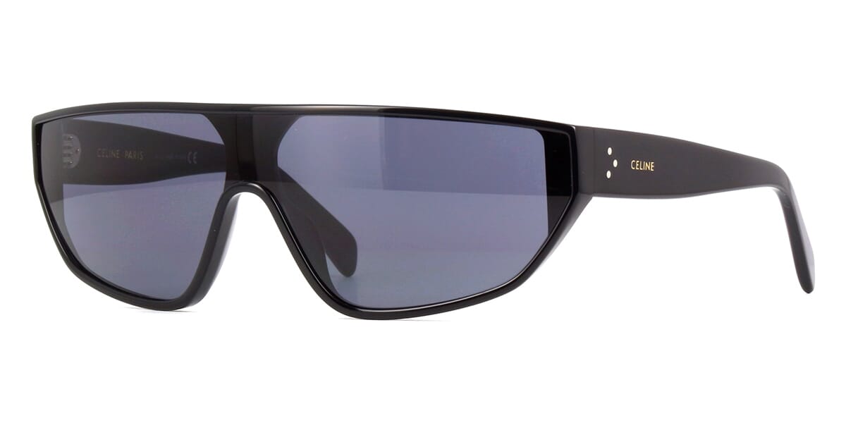 CELINE CL40195I 01A Shiny Black Shield Sunglasses With Grey Lenses - US