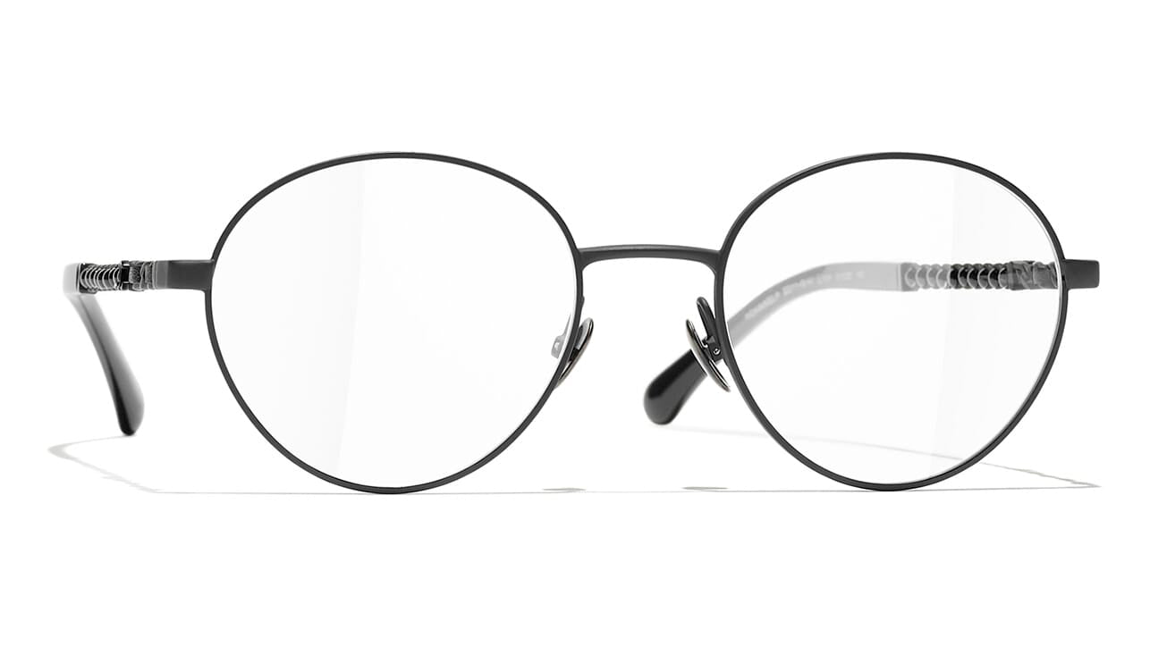 Eyeglasses: Round Eyeglasses, metal & glass pearls — Fashion