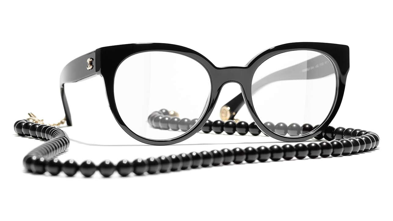 Chanel 3408QA 622 Eyeglasses Glasses Polished Black Gold CC 54mm