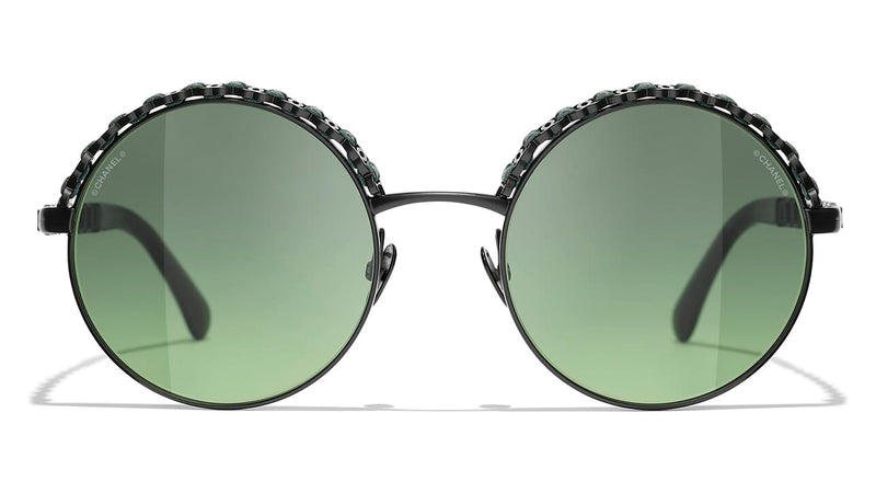 Chanel Metal Calfskin Round Chain Sunglasses 4265-Q Black