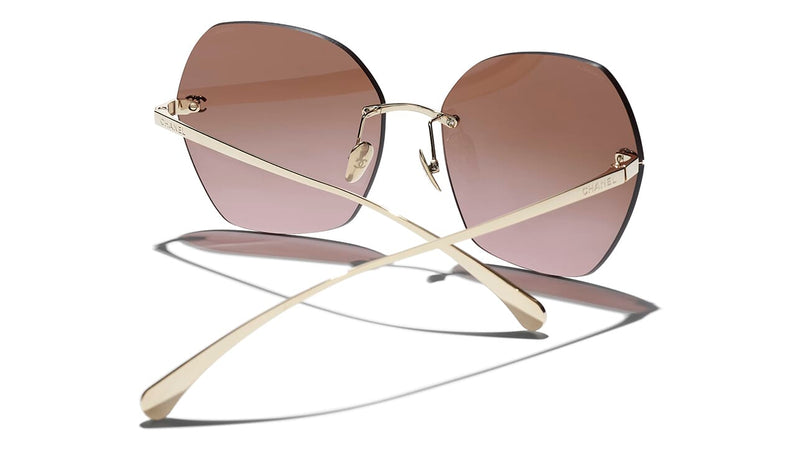 Chanel Rectangle Sunglasses - Metal, Gold - Polarized - UV Protected - Women's Sunglasses - 9559 C395/S6