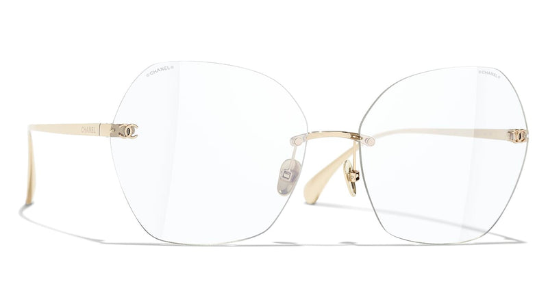 Chanel Titanium Rimless Square Sunglasses 4271-T Gold Black