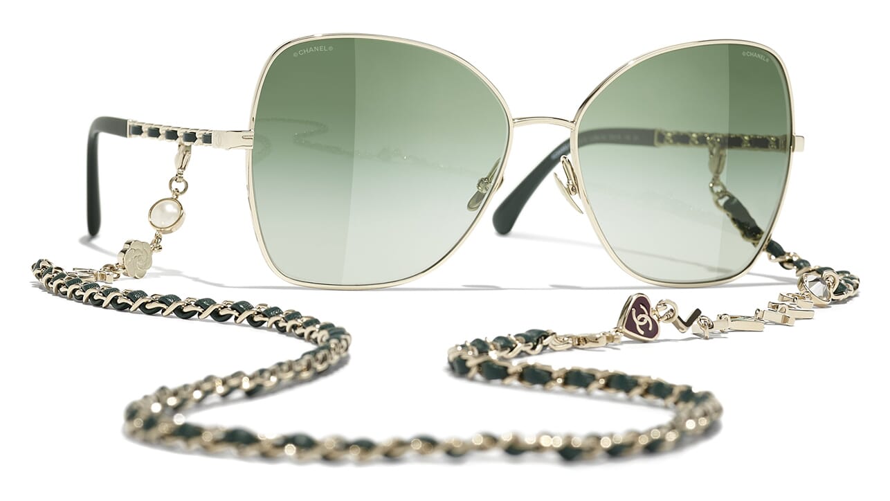 CHANEL, Accessories, Rare Authentic Chanel Rimless Sunglasses With  Rhinestones Cc In Light Gold