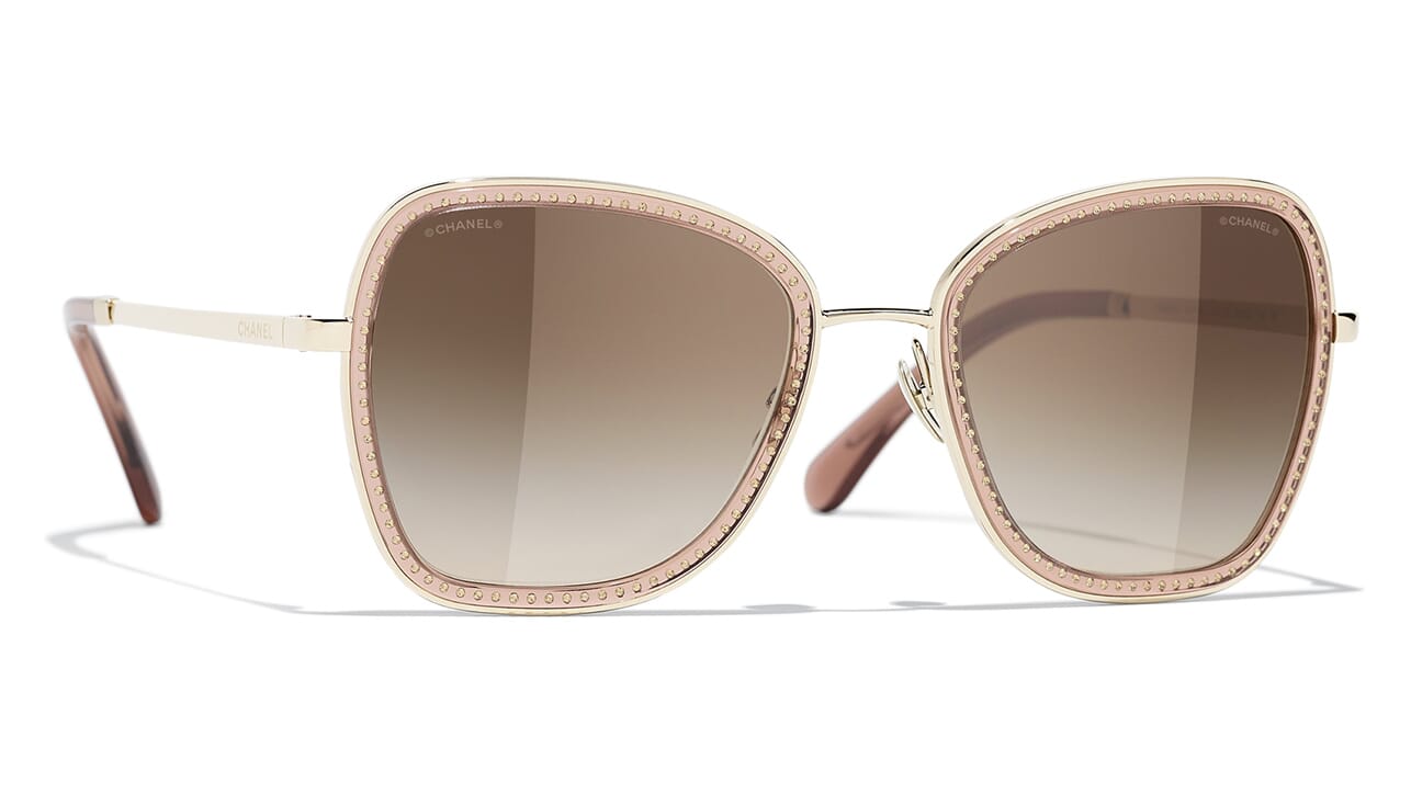 Chanel Square Frame Beaded Sunglasses in Brown
