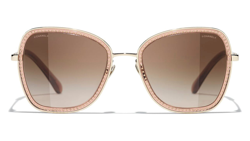 Chanel Brown Sunglasses With Gold Logo On Sides