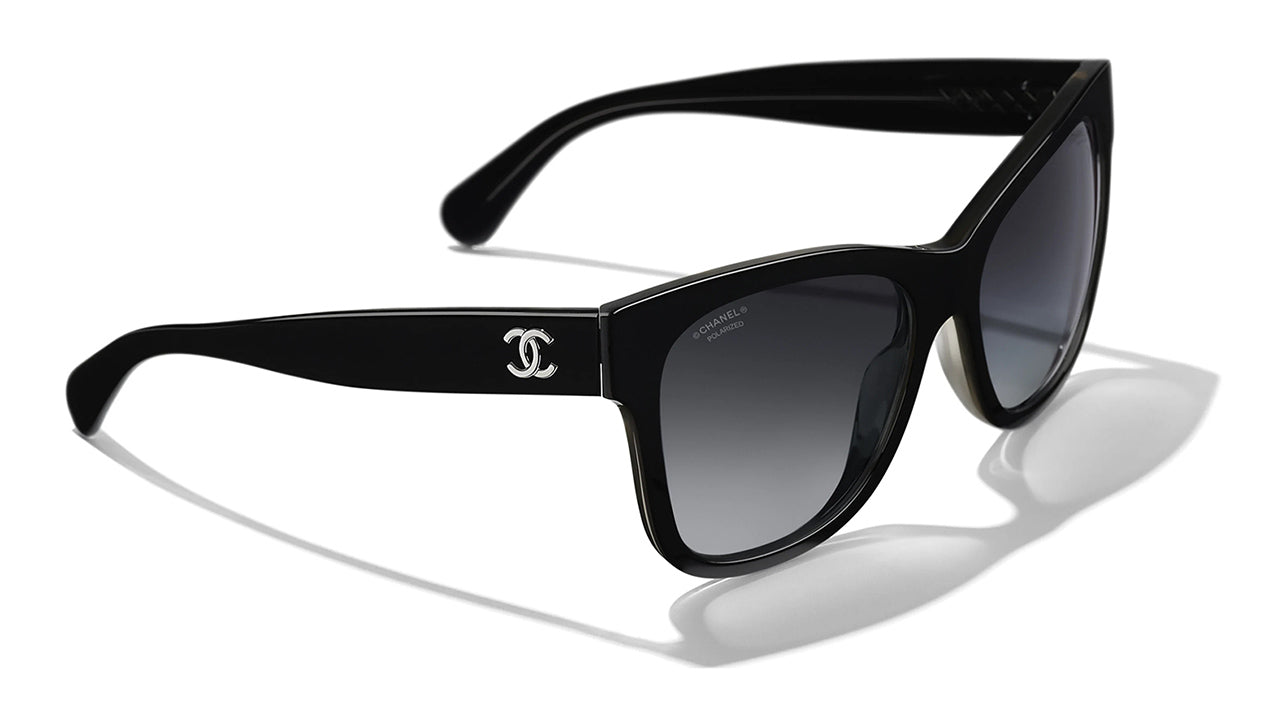 CHANEL Acetate Polarized Square CC Sunglasses 5380 Black 1008880