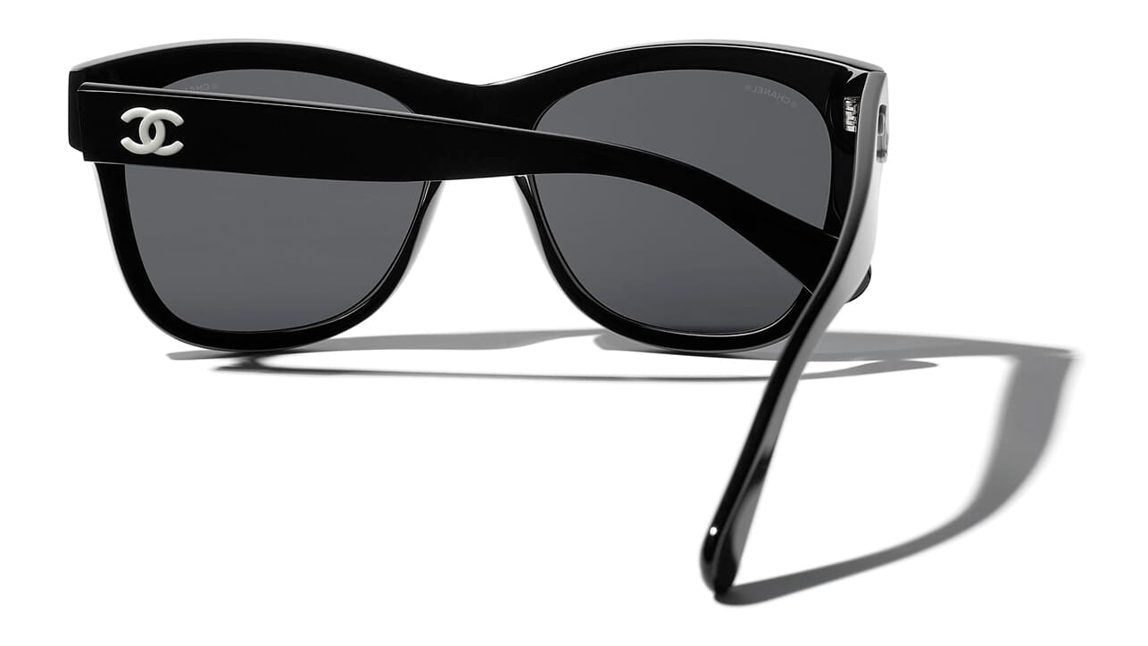 Chanel - Square Sunglasses - Black White Gray