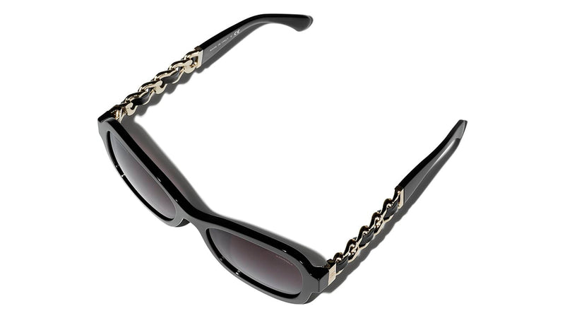Chanel - Chain Link Leather Quilted Cat Eye Sunglasses Black |  www.luxurybags.eu