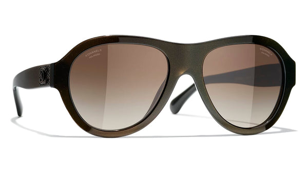CHANEL Acetate Strass Polarized Pilot Sunglasses 5467-B Black