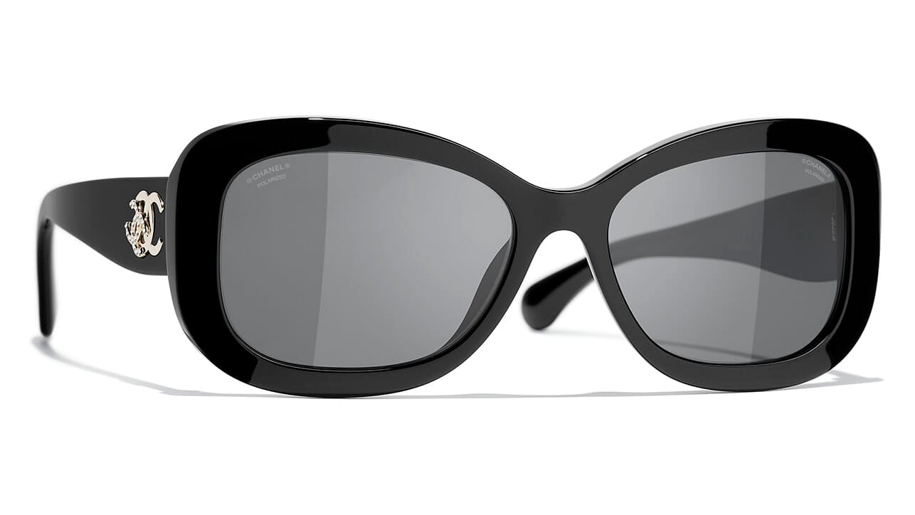 CHANEL Acetate Polarized CC Sunglasses 5468B Black 1286108