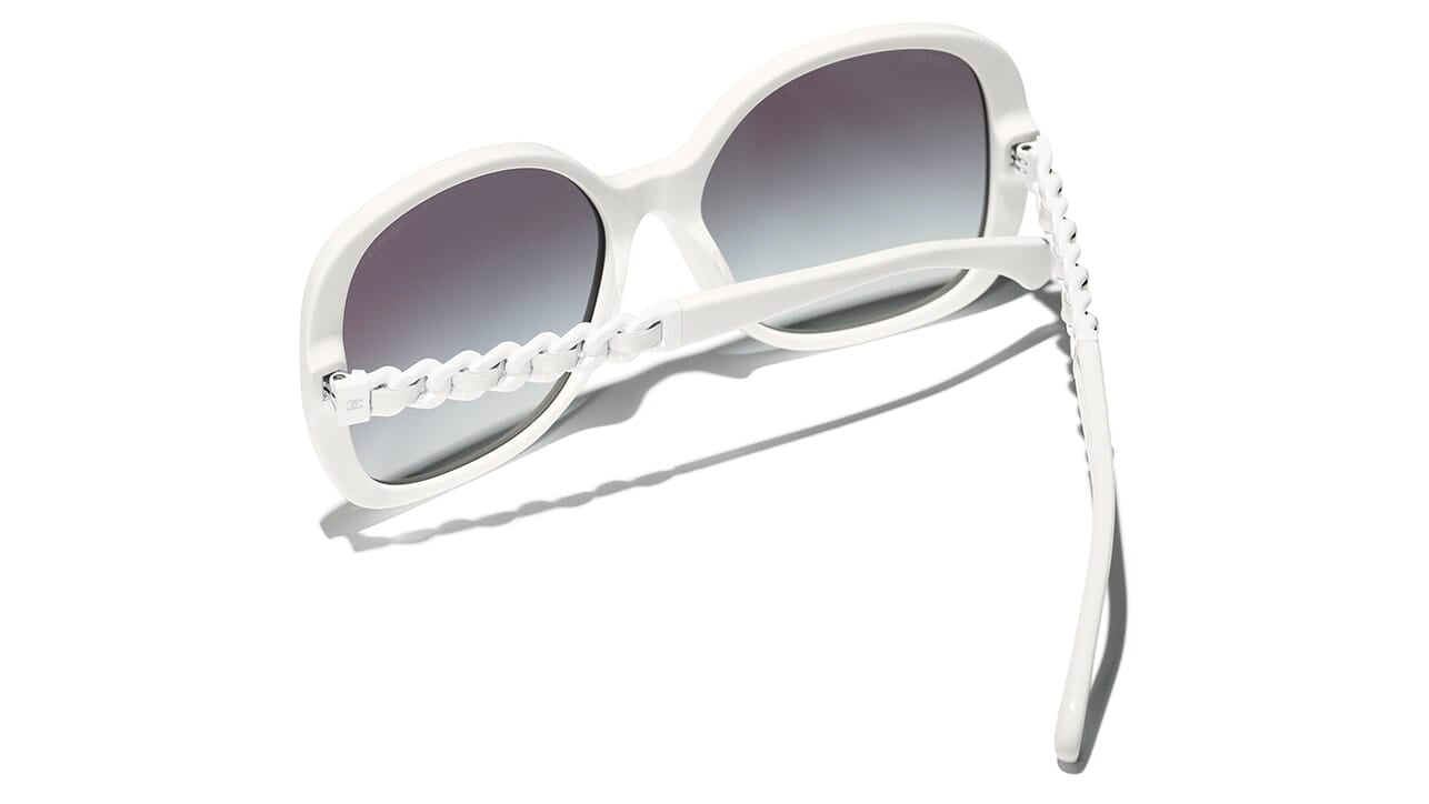 Chanel White 5074-B Crystal Embellished Rectangular Sunglasses Chanel | The  Luxury Closet
