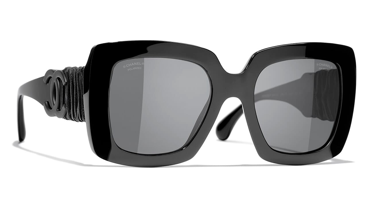 Pre-owned Sunglasses Black Pearl Square Grey Ch5480h C.622/s6 52 22 140 In  Gray