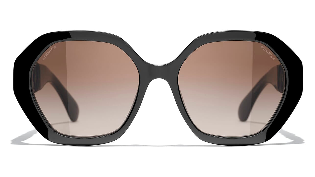 Chanel Acetate Calfskin Polarized Square Sunglasses 5473-Q-A Black