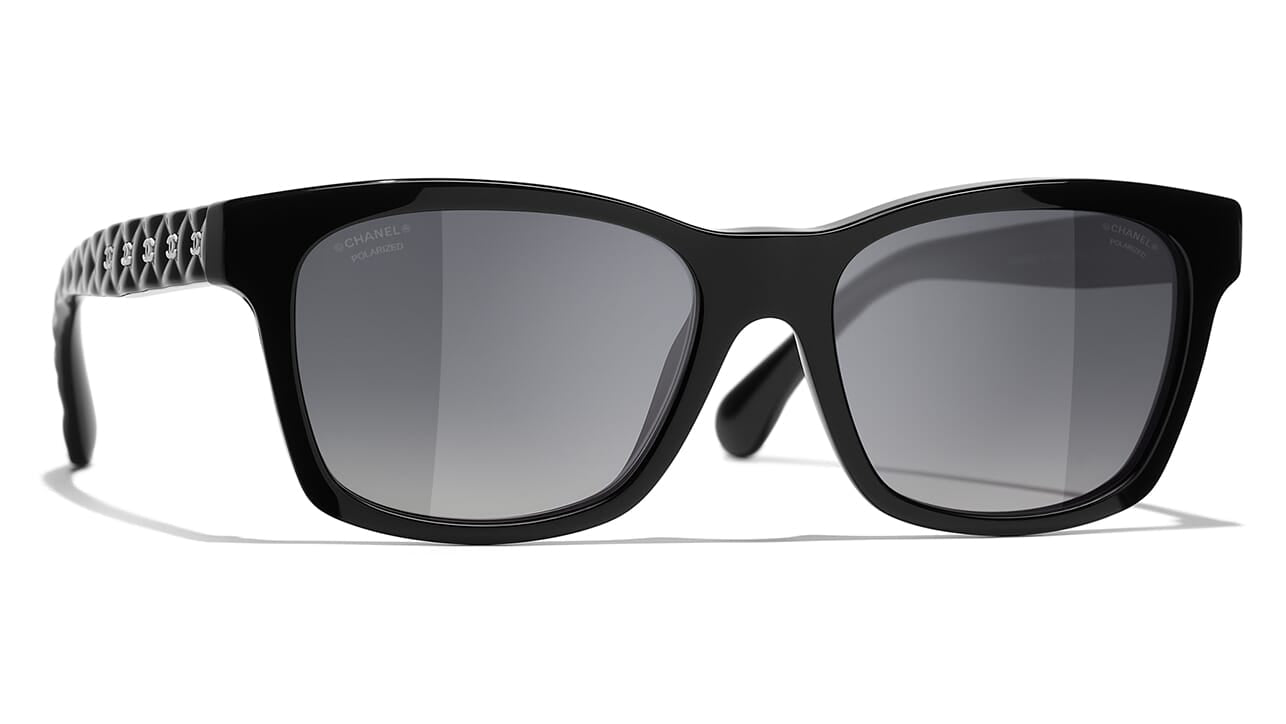 CHANEL Rimless Square Sunglasses 4101-B C.124/58 Rhinestone Silver