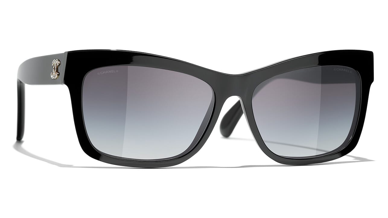 CHANEL Lambskin Aviator Chain Sunglasses 4194-Q Black 234007