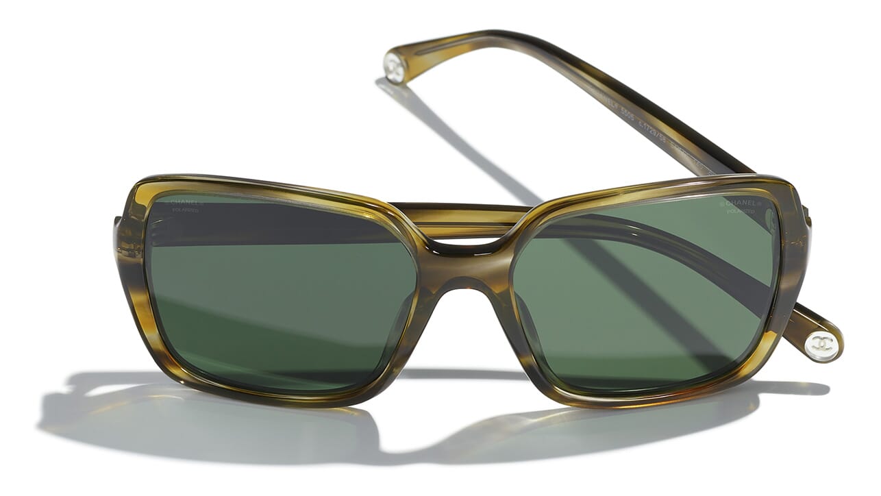 Chanel 5505 Sunglasses Green/Green Square Women