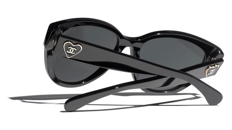 Pre-owned Chanel Sunglasses Square Black Pearl Logo Grey Ch5479
