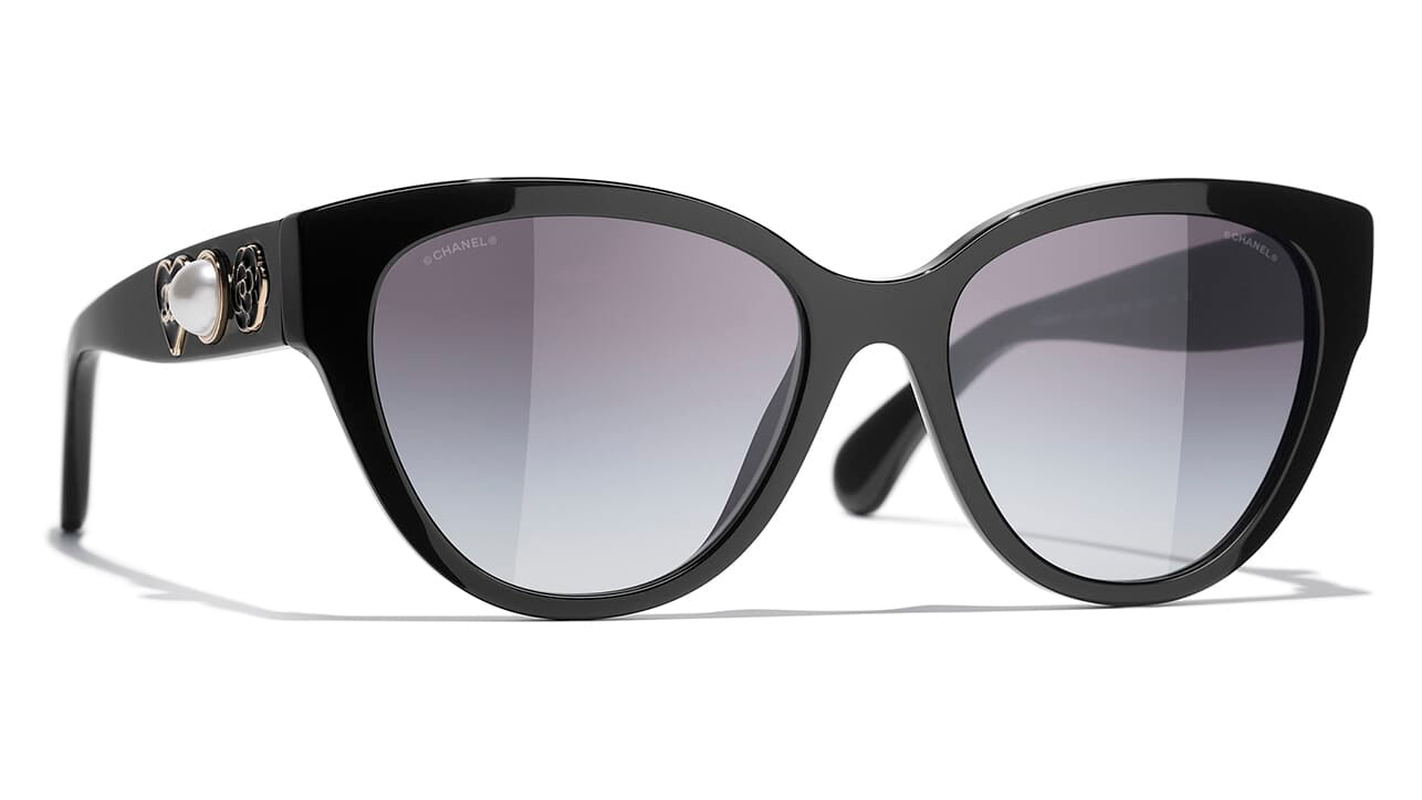Pre-owned Chanel Sunglasses Square Black Pearl Logo Grey Ch5479