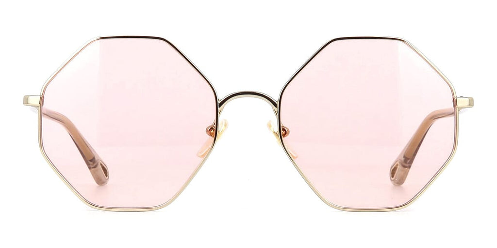 New Chloé CH0041S Gold Pink Lens Round Pilot Sunglasses 57mm Chloe Demi CH0041S 001 Gold Interchangeable Clip-On  main image 4