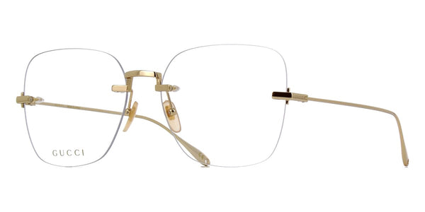 Gucci Strawberry Charm Metal Square Optical Glasses in Metallic