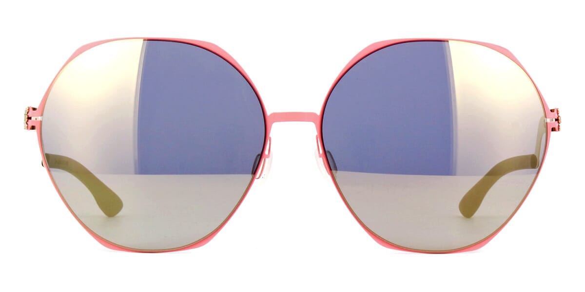 ic! berlin Ku Damm Rose Flamingo with Grey and Light Yellow Mirror Sunglasses