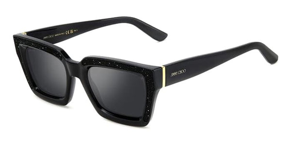 Jimmy Choo Rectangular Sunglasses Jo/S DXFIR Black Glitter/Black 52mm