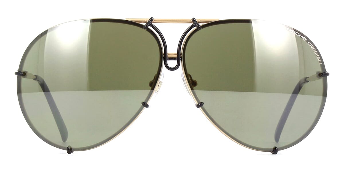 Gold Metal And Web Frame Aviator Sunglasses With Green Lenses