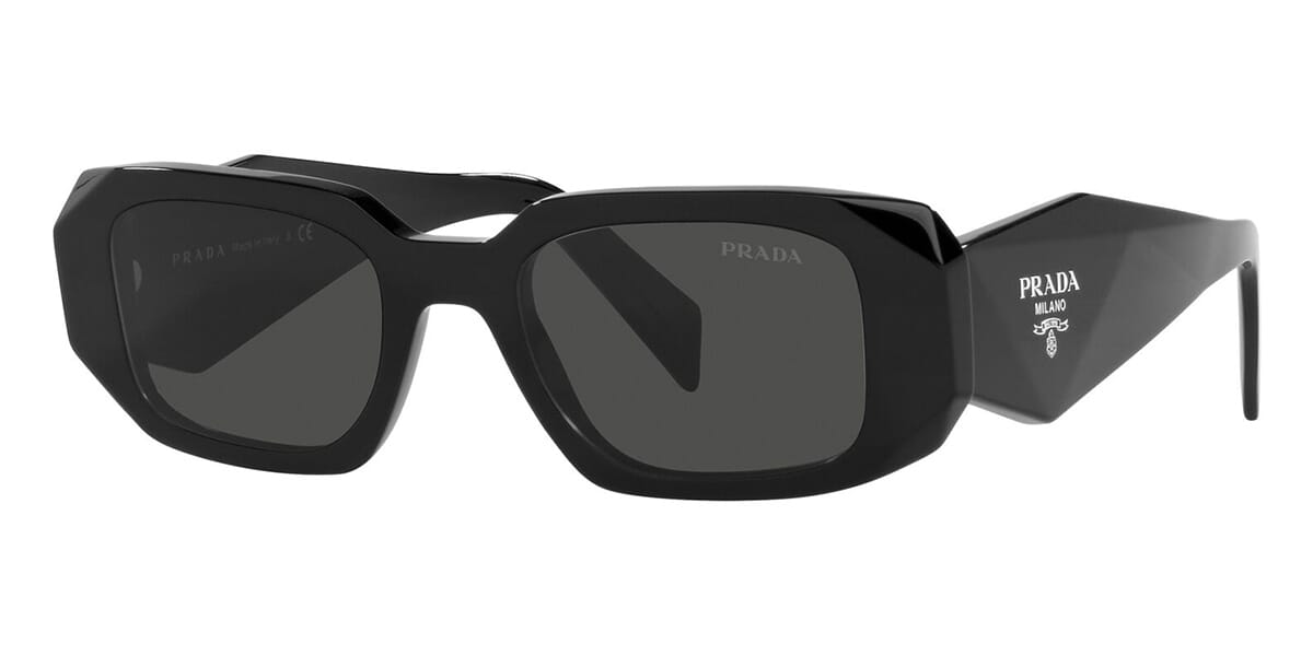 Prada PR 24XS Women's Polarised Square Sunglasses, Black/Grey at John Lewis  & Partners