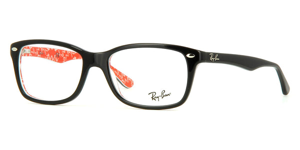 RAY-BAN RB5223 2479 Eyeglasses Black & Red texture RAY-BAN RB5223 2479 Optical Frames Black on Top with Red  main image 4