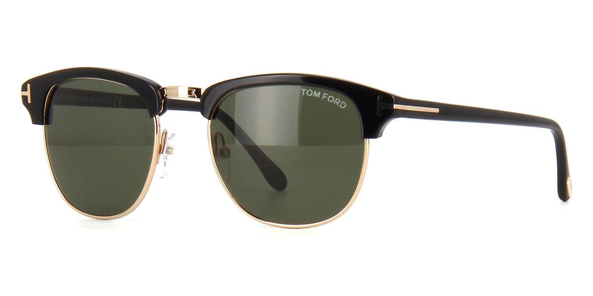 Tom Ford FT0248 Henry Plastic Mens Sunglasses, 05N - Shiny Rose Gold, Black / Green Lenses